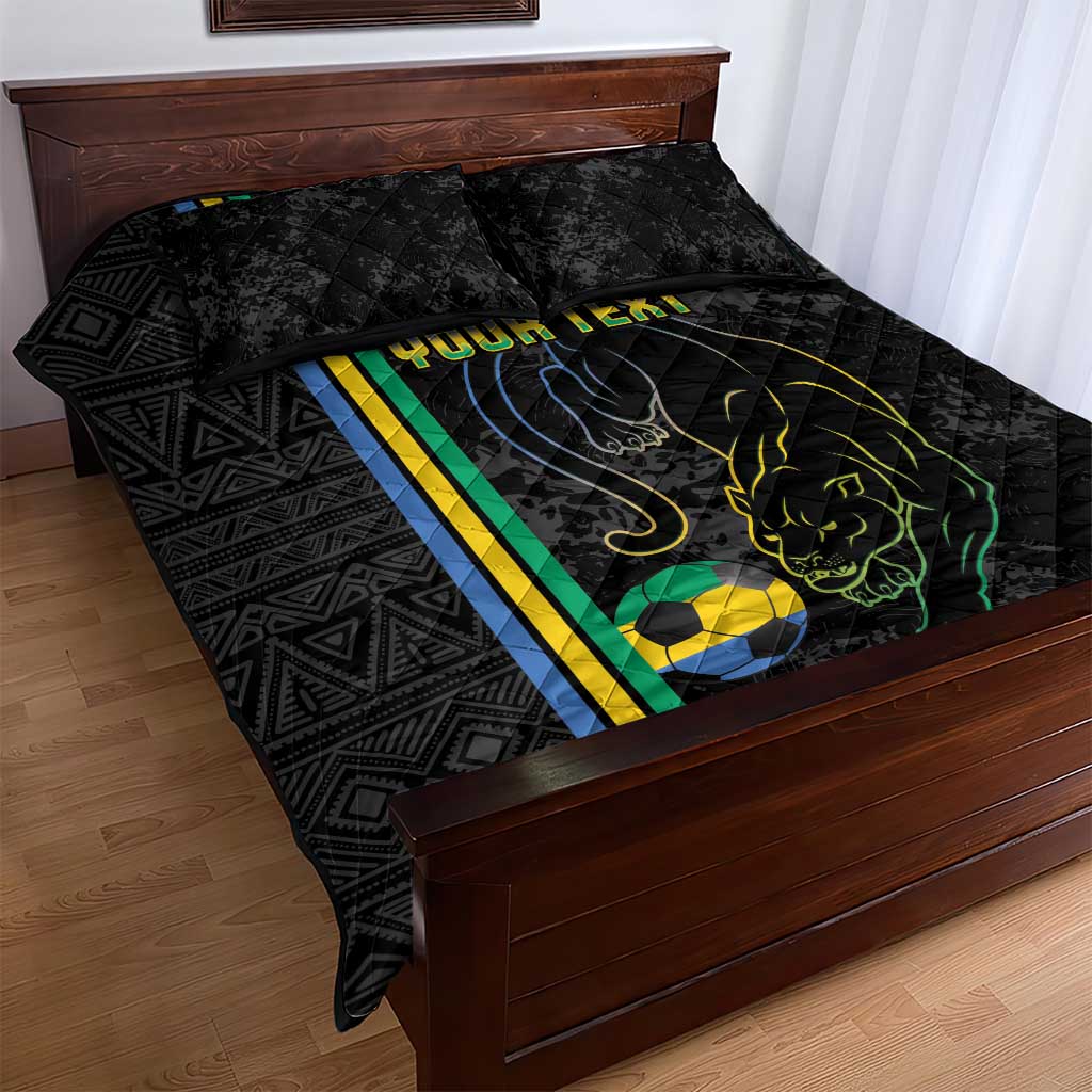Custom Gabon Football Quilt Bed Set Go Les Pantheres - Black Ver