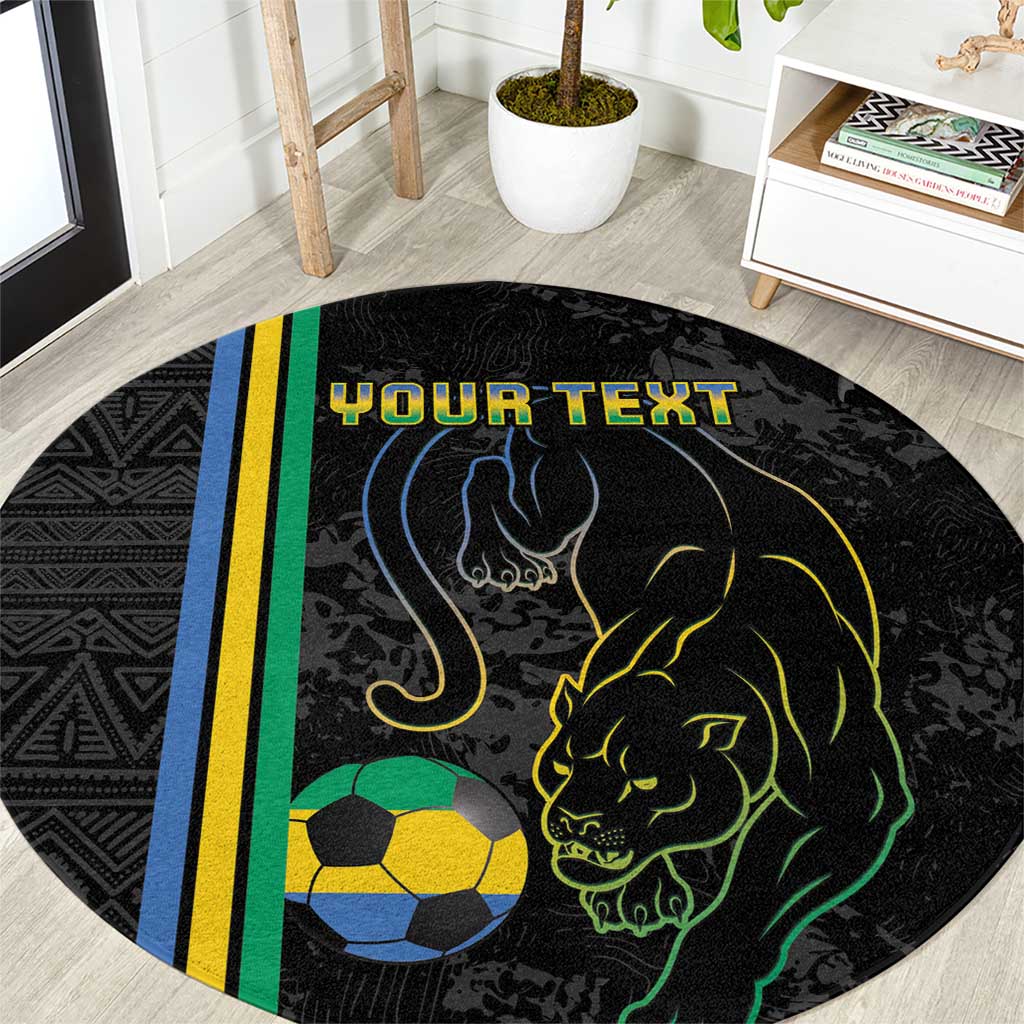 Custom Gabon Football Round Carpet Go Les Pantheres - Black Ver