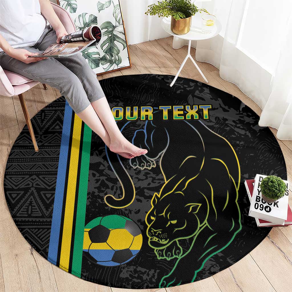 Custom Gabon Football Round Carpet Go Les Pantheres - Black Ver