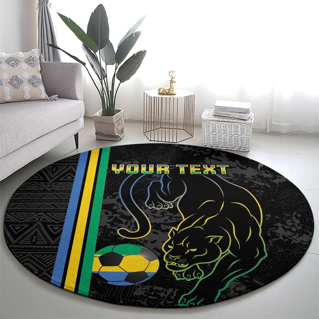 Custom Gabon Football Round Carpet Go Les Pantheres - Black Ver