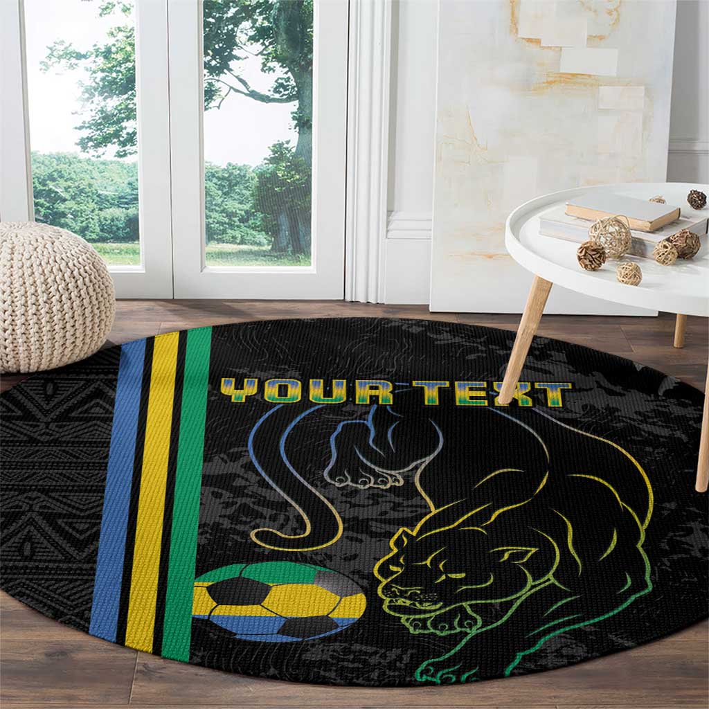 Custom Gabon Football Round Carpet Go Les Pantheres - Black Ver
