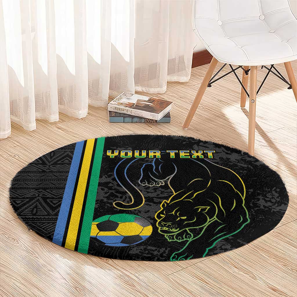 Custom Gabon Football Round Carpet Go Les Pantheres - Black Ver