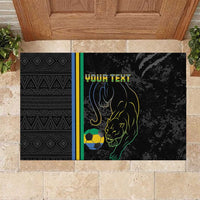 Custom Gabon Football Rubber Doormat Go Les Pantheres - Black Ver