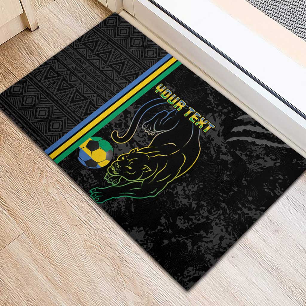 Custom Gabon Football Rubber Doormat Go Les Pantheres - Black Ver
