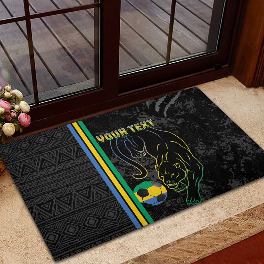 Custom Gabon Football Rubber Doormat Go Les Pantheres - Black Ver