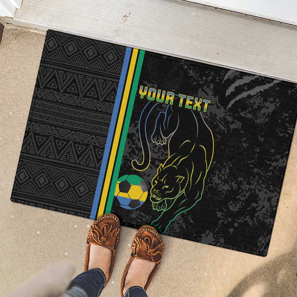 Custom Gabon Football Rubber Doormat Go Les Pantheres - Black Ver