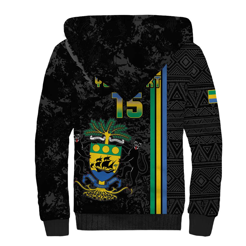 Custom Gabon Football Sherpa Hoodie Go Les Pantheres - Black Ver