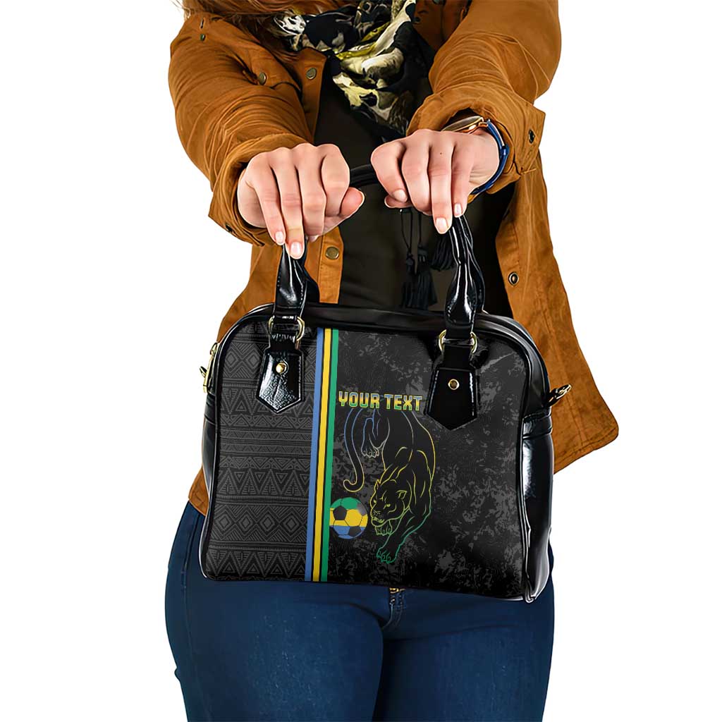 Custom Gabon Football Shoulder Handbag Go Les Pantheres - Black Ver