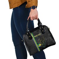 Custom Gabon Football Shoulder Handbag Go Les Pantheres - Black Ver