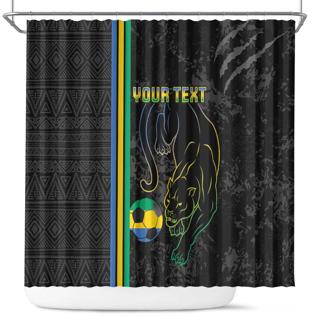 Custom Gabon Football Shower Curtain Go Les Pantheres - Black Ver