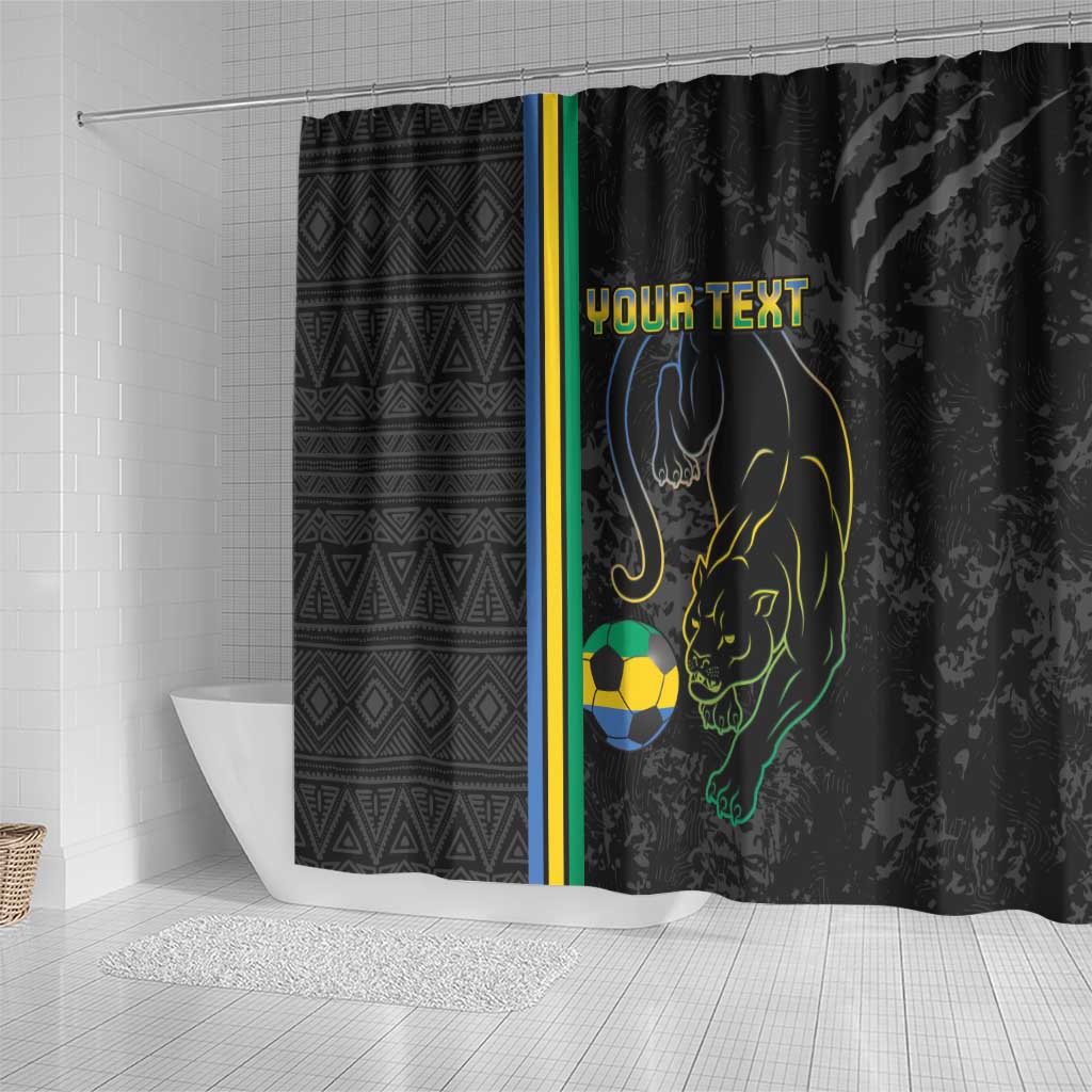 Custom Gabon Football Shower Curtain Go Les Pantheres - Black Ver