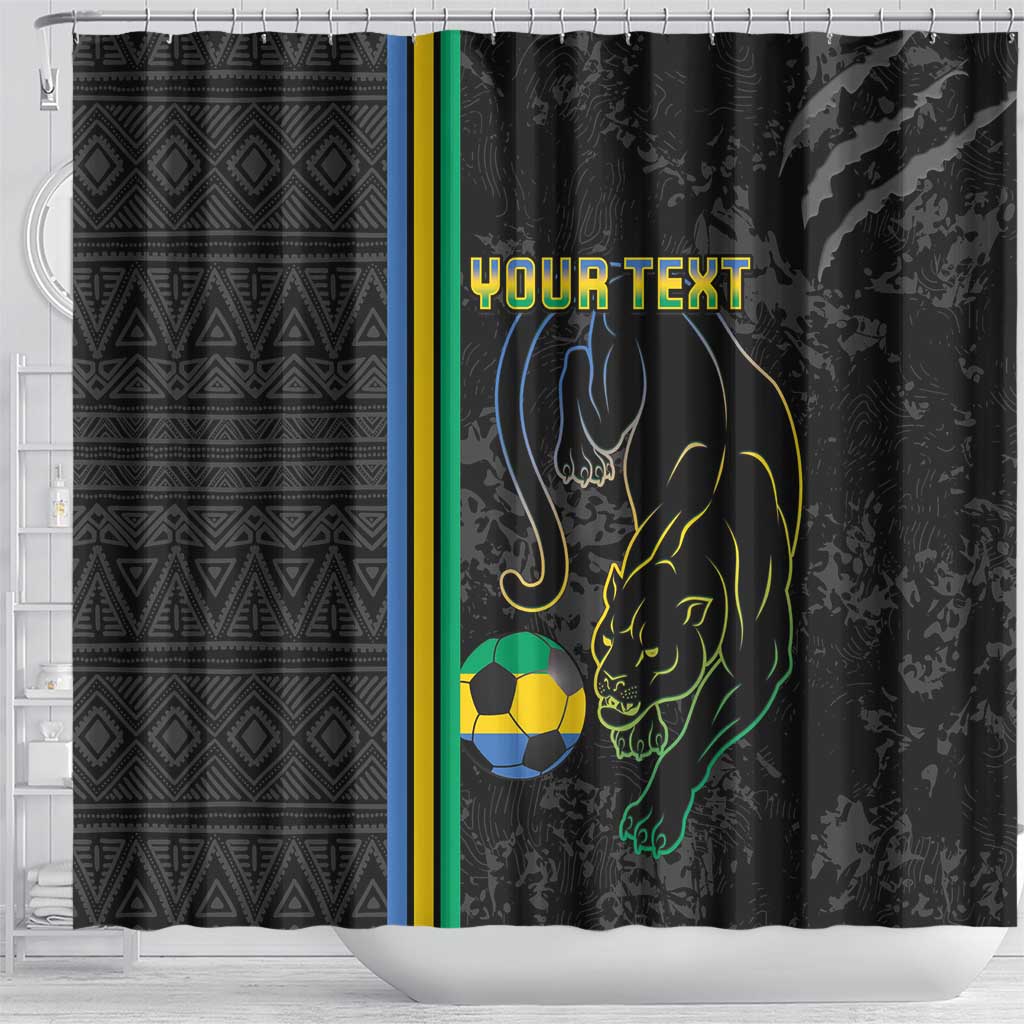 Custom Gabon Football Shower Curtain Go Les Pantheres - Black Ver