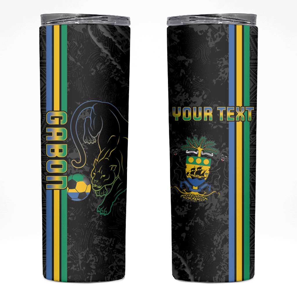 Custom Gabon Football Skinny Tumbler Go Les Pantheres - Black Ver