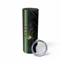 Custom Gabon Football Skinny Tumbler Go Les Pantheres - Black Ver