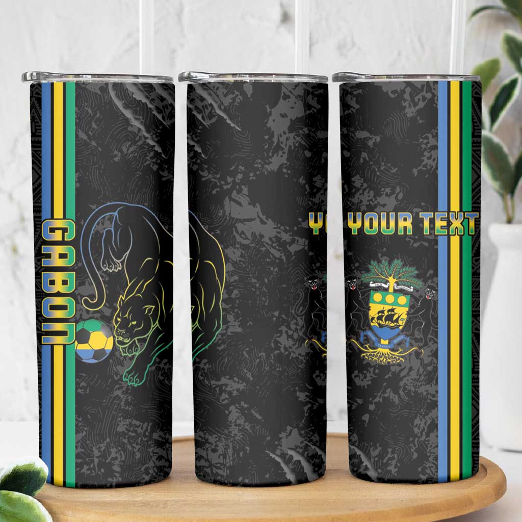 Custom Gabon Football Skinny Tumbler Go Les Pantheres - Black Ver