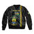 Custom Gabon Football Sleeve Zip Bomber Jacket Go Les Pantheres - Black Ver
