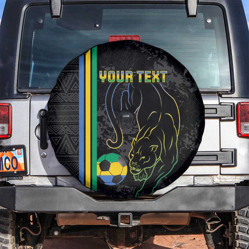 Custom Gabon Football Spare Tire Cover Go Les Pantheres - Black Ver