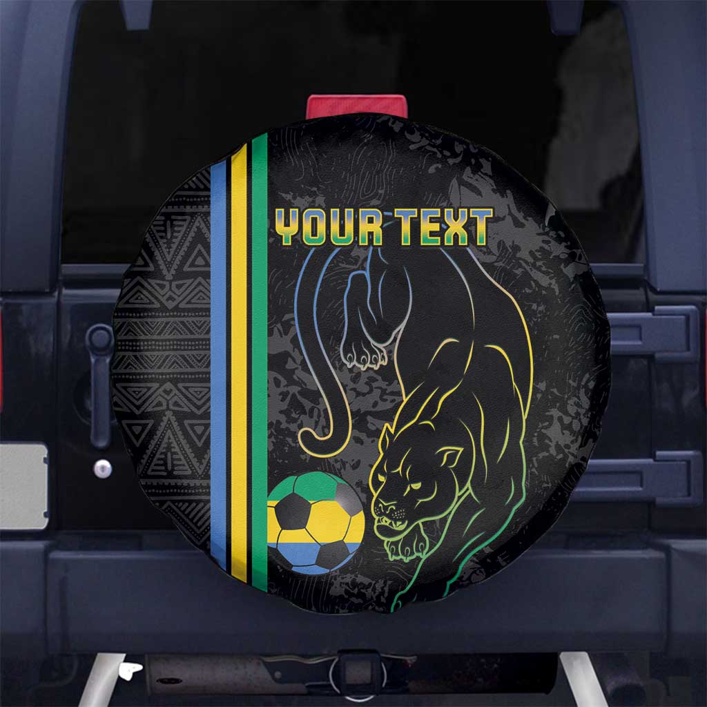 Custom Gabon Football Spare Tire Cover Go Les Pantheres - Black Ver