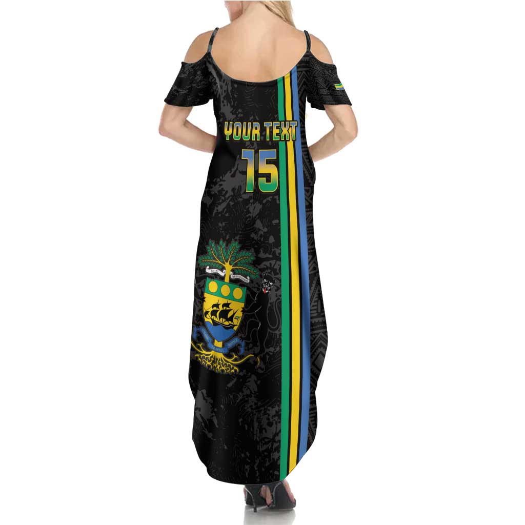 Custom Gabon Football Summer Maxi Dress Go Les Pantheres - Black Ver