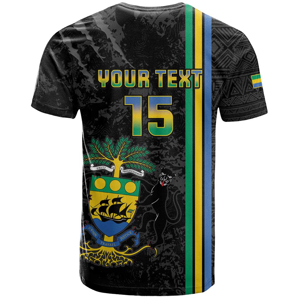 Custom Gabon Football T Shirt Go Les Pantheres - Black Ver