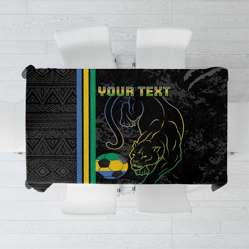 Custom Gabon Football Tablecloth Go Les Pantheres - Black Ver