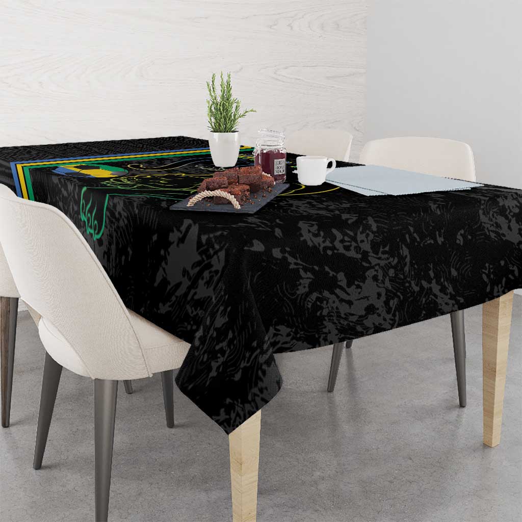 Custom Gabon Football Tablecloth Go Les Pantheres - Black Ver