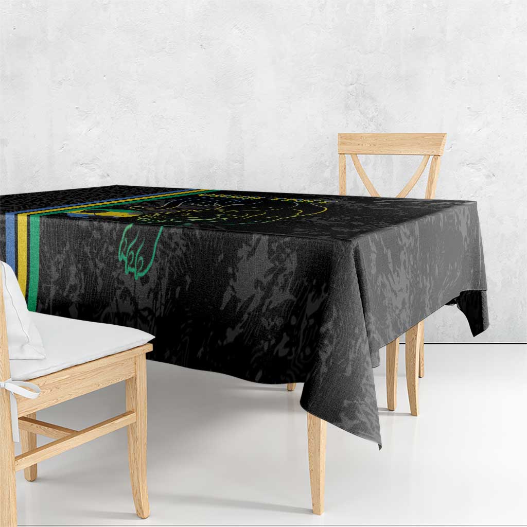 Custom Gabon Football Tablecloth Go Les Pantheres - Black Ver