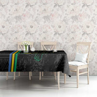 Custom Gabon Football Tablecloth Go Les Pantheres - Black Ver