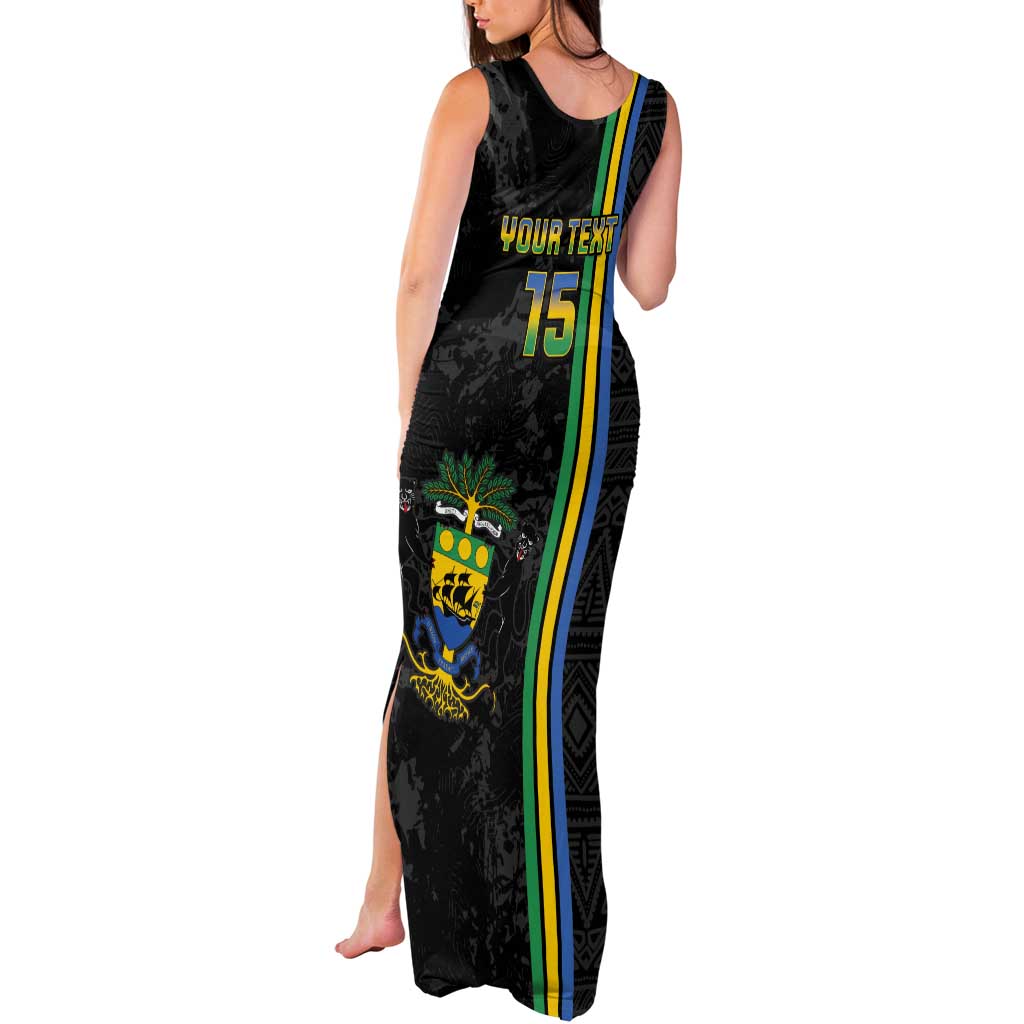 Custom Gabon Football Tank Maxi Dress Go Les Pantheres - Black Ver