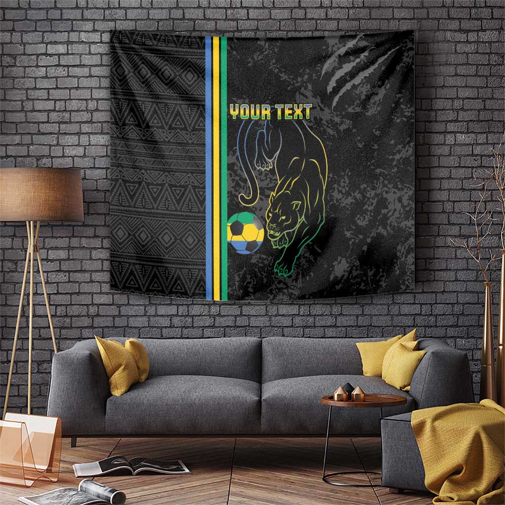 Custom Gabon Football Tapestry Go Les Pantheres - Black Ver