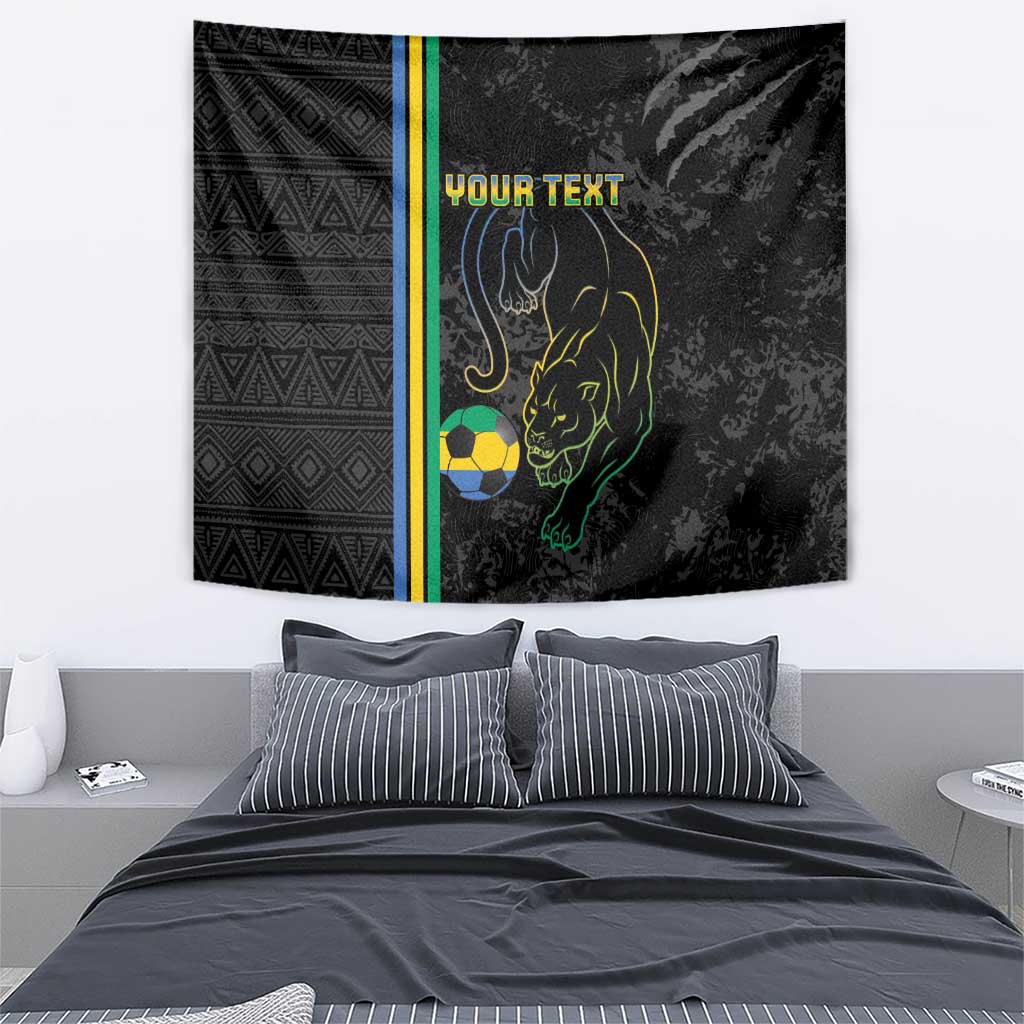 Custom Gabon Football Tapestry Go Les Pantheres - Black Ver