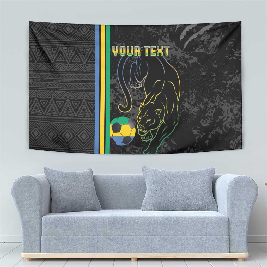 Custom Gabon Football Tapestry Go Les Pantheres - Black Ver