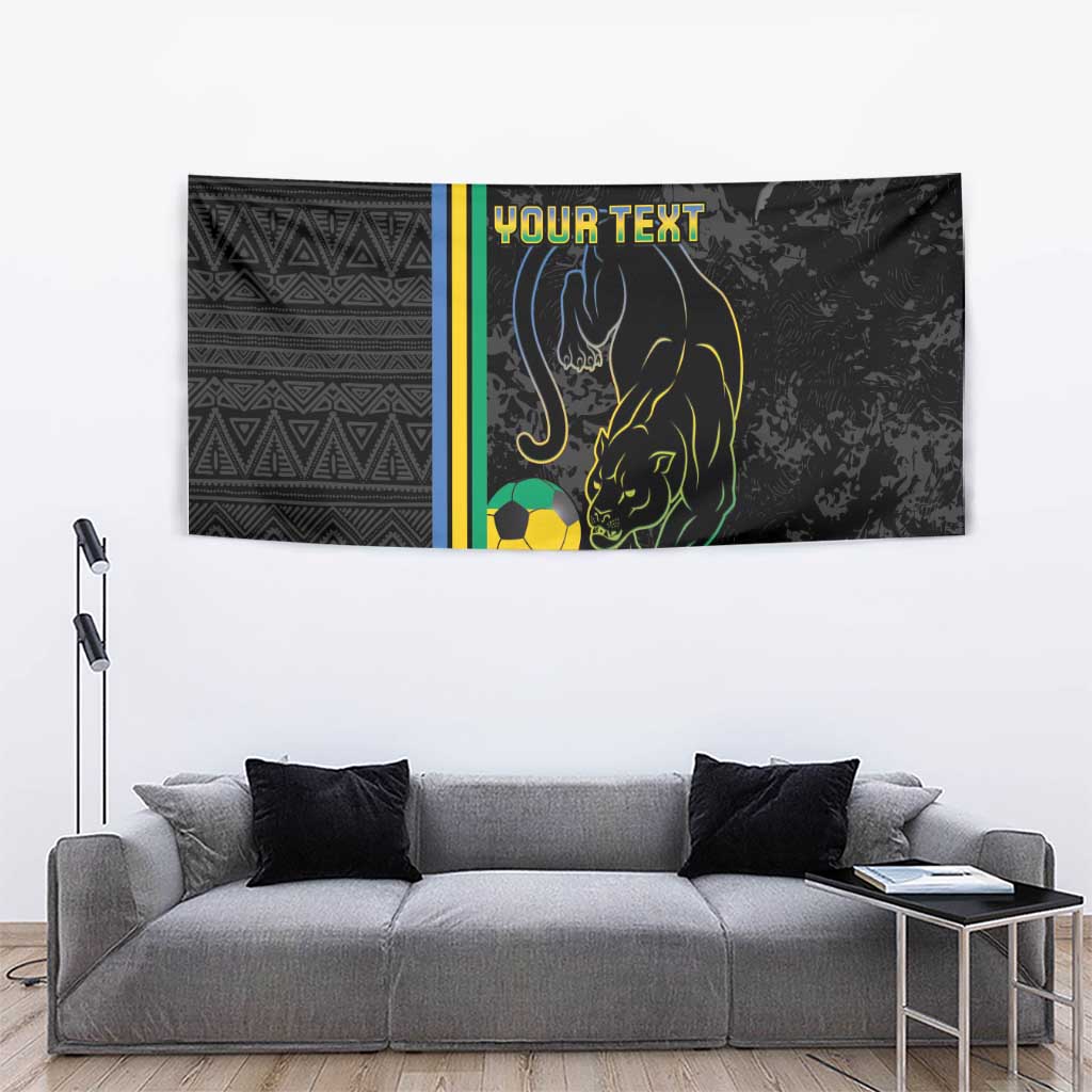 Custom Gabon Football Tapestry Go Les Pantheres - Black Ver