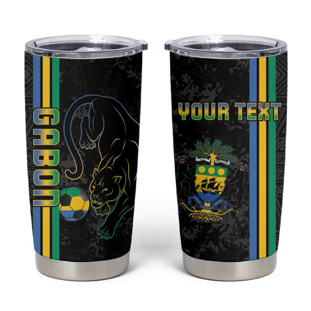 Custom Gabon Football Tumbler Cup Go Les Pantheres - Black Ver