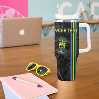 Custom Gabon Football Tumbler With Handle Go Les Pantheres - Black Ver