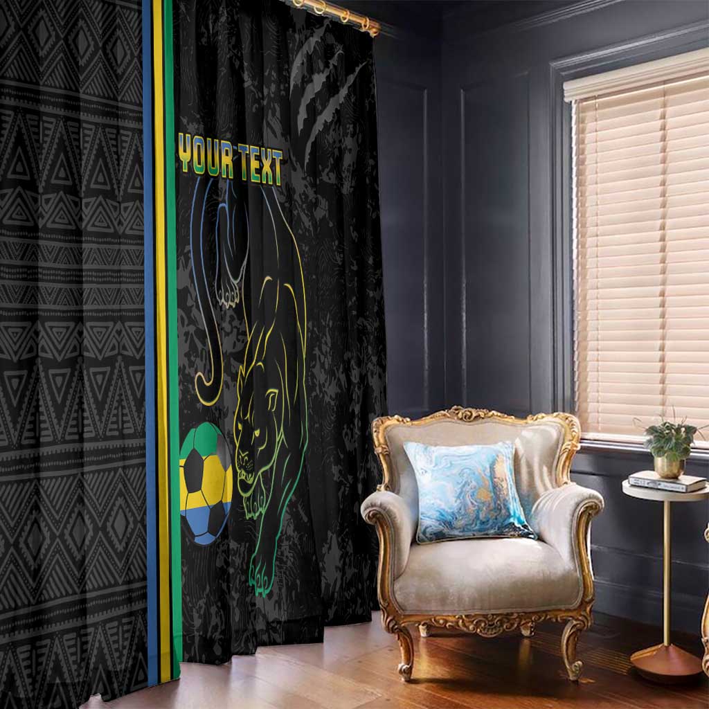 Custom Gabon Football Window Curtain Go Les Pantheres - Black Ver