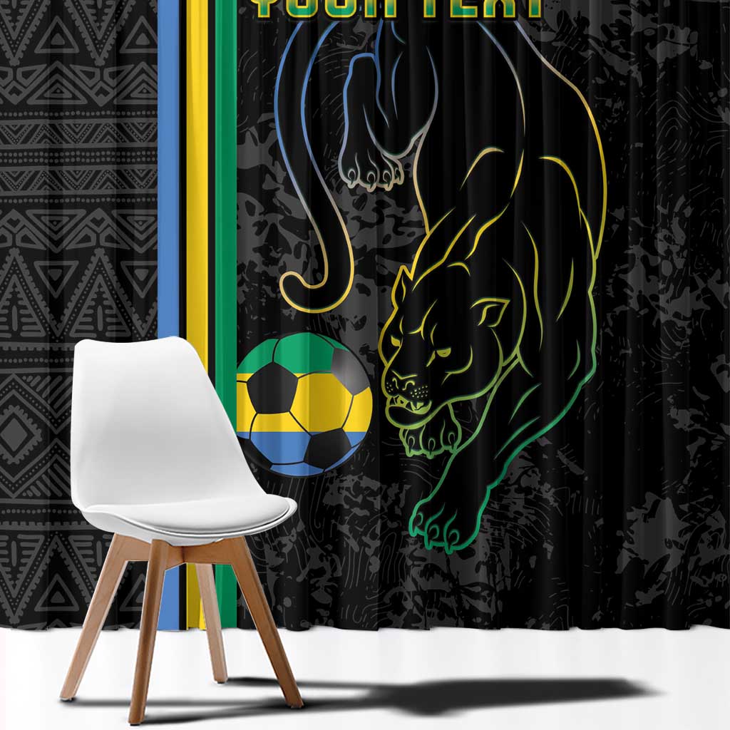 Custom Gabon Football Window Curtain Go Les Pantheres - Black Ver