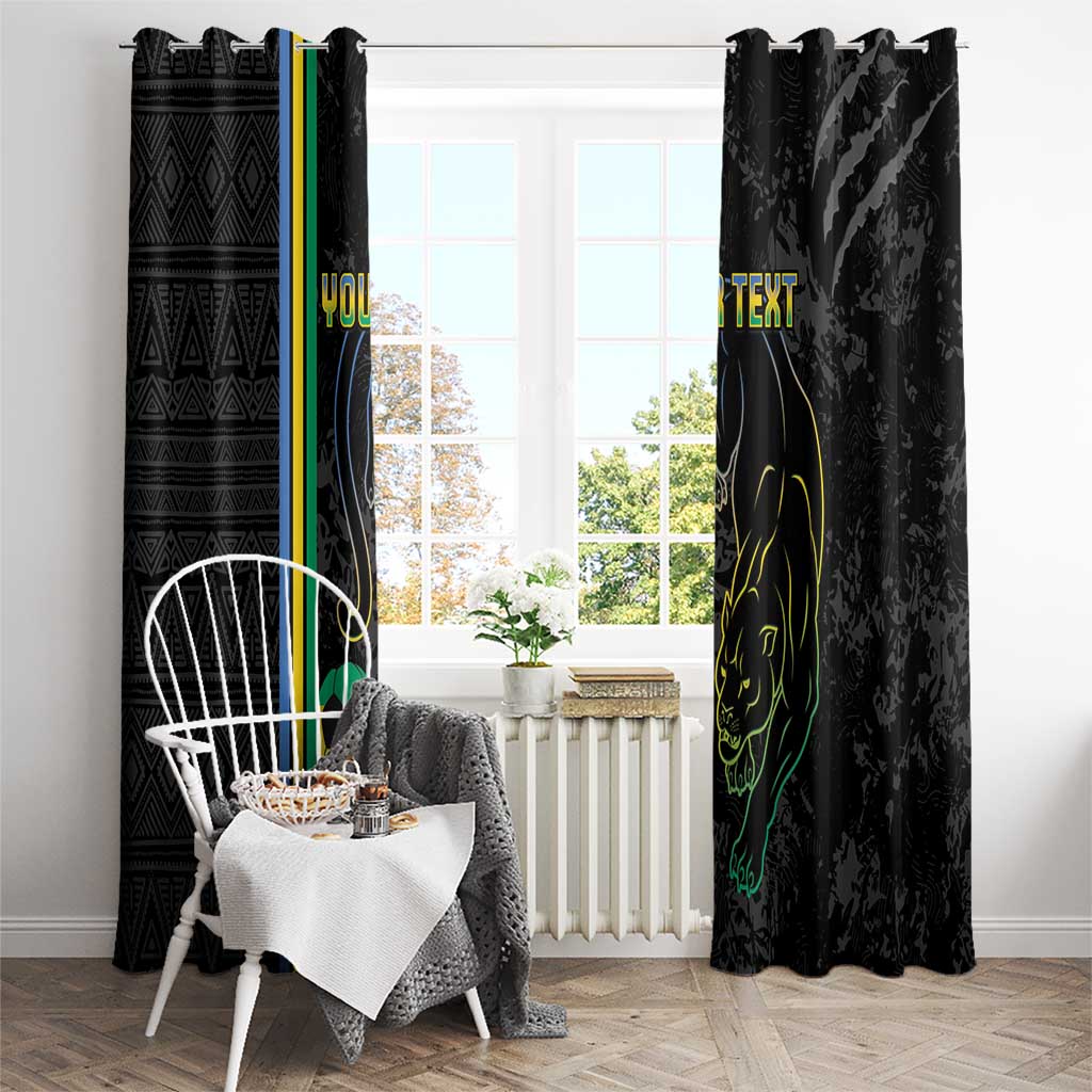 Custom Gabon Football Window Curtain Go Les Pantheres - Black Ver