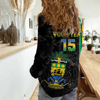 Custom Gabon Football Women Casual Shirt Go Les Pantheres - Black Ver