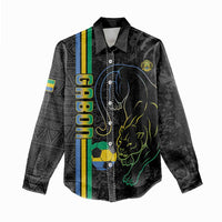 Custom Gabon Football Women Casual Shirt Go Les Pantheres - Black Ver