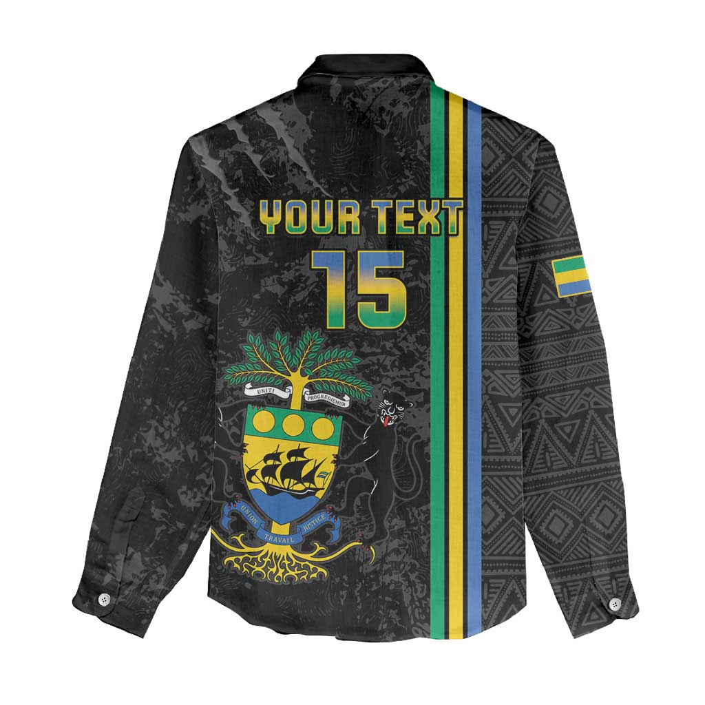 Custom Gabon Football Women Casual Shirt Go Les Pantheres - Black Ver