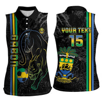Custom Gabon Football Women Sleeveless Polo Shirt Go Les Pantheres - Black Ver