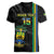 Custom Gabon Football Women V-Neck T-Shirt Go Les Pantheres - Black Ver