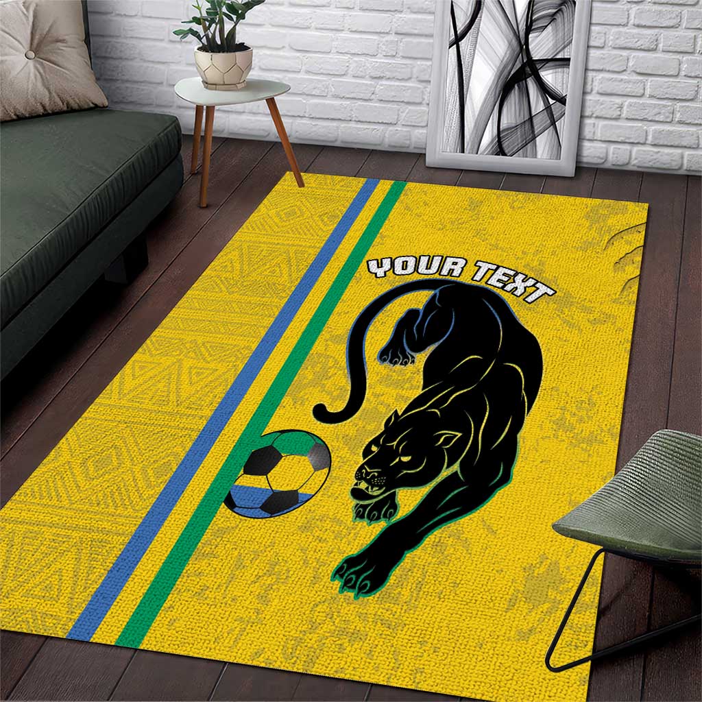 Custom Gabon Football Area Rug Go Les Pantheres - Yellow Ver