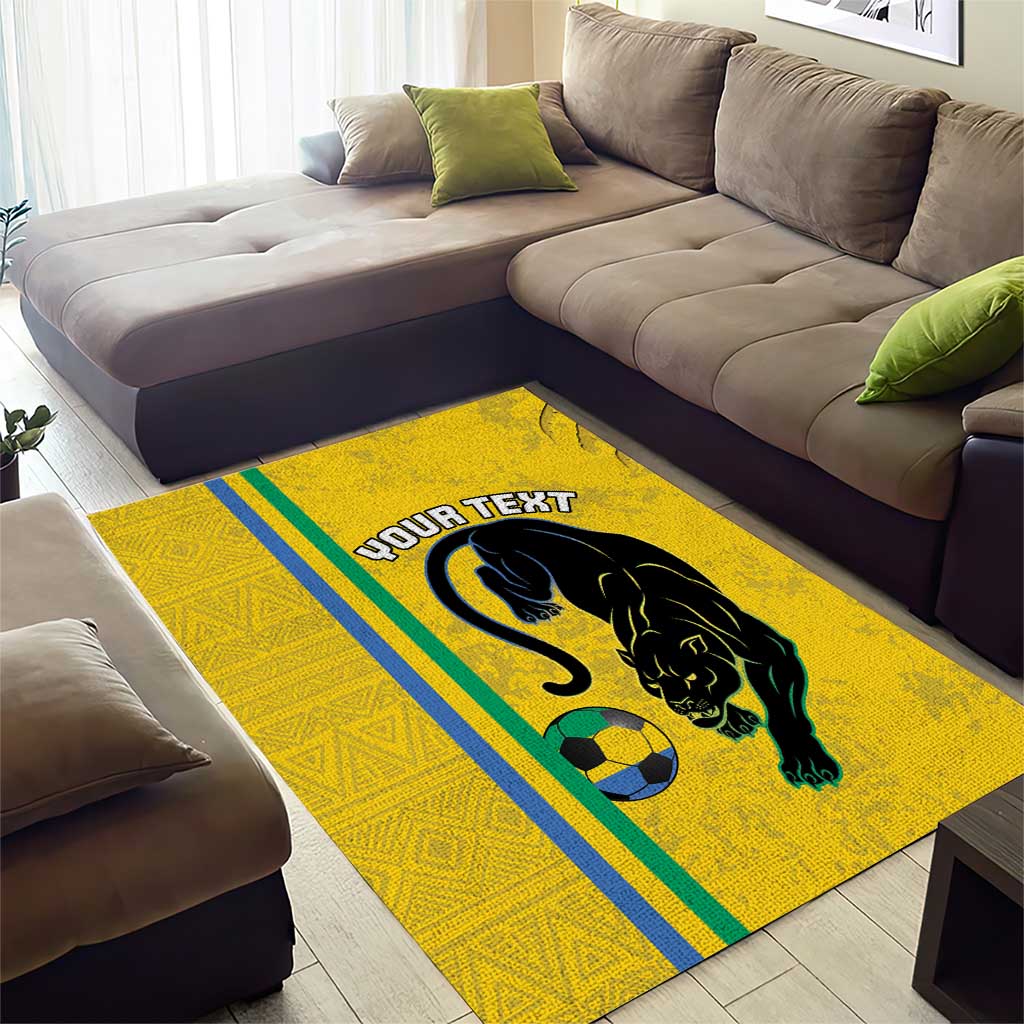 Custom Gabon Football Area Rug Go Les Pantheres - Yellow Ver