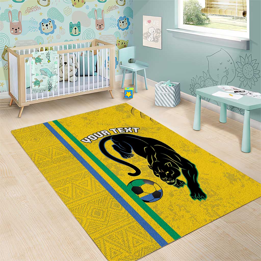 Custom Gabon Football Area Rug Go Les Pantheres - Yellow Ver