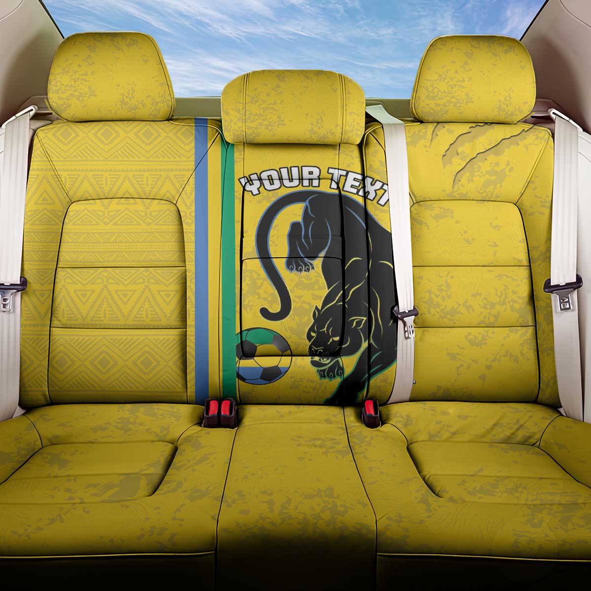 Custom Gabon Football Back Car Seat Cover Go Les Pantheres - Yellow Ver
