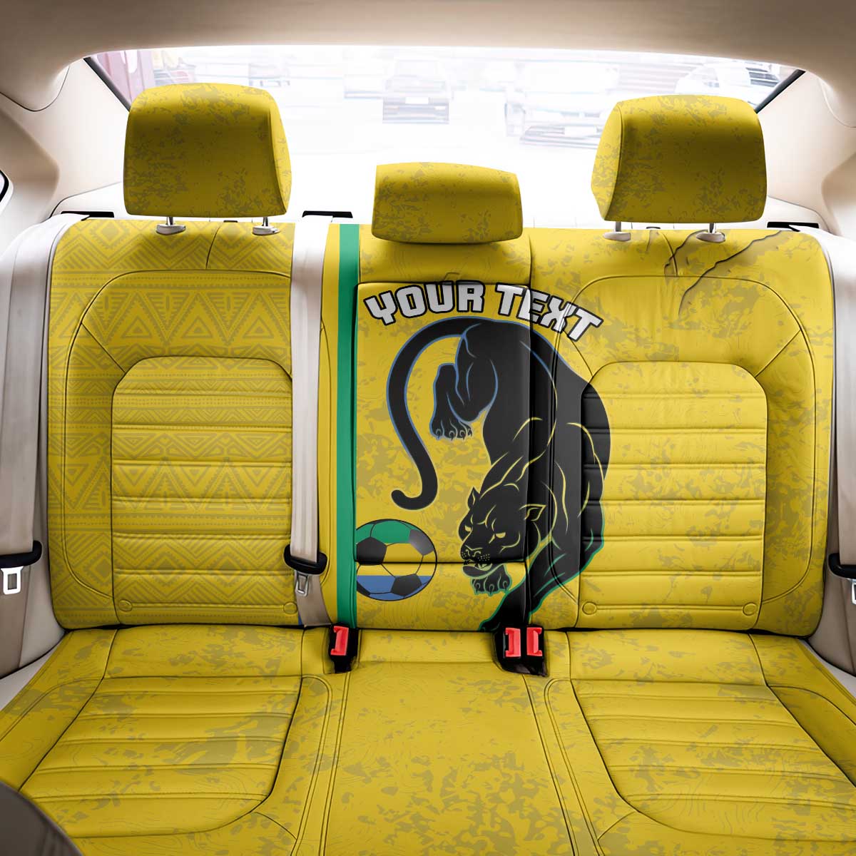 Custom Gabon Football Back Car Seat Cover Go Les Pantheres - Yellow Ver