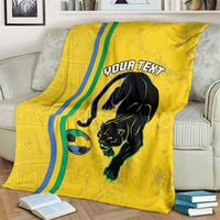 Custom Gabon Football Blanket Go Les Pantheres - Yellow Ver