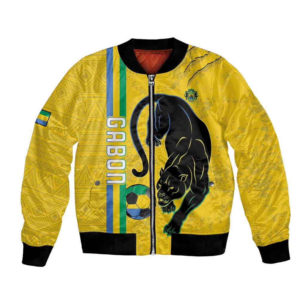 Custom Gabon Football Bomber Jacket Go Les Pantheres - Yellow Ver